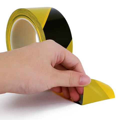 Cinta de advertencia exterior amarilla con pegamento para señales de advertencia